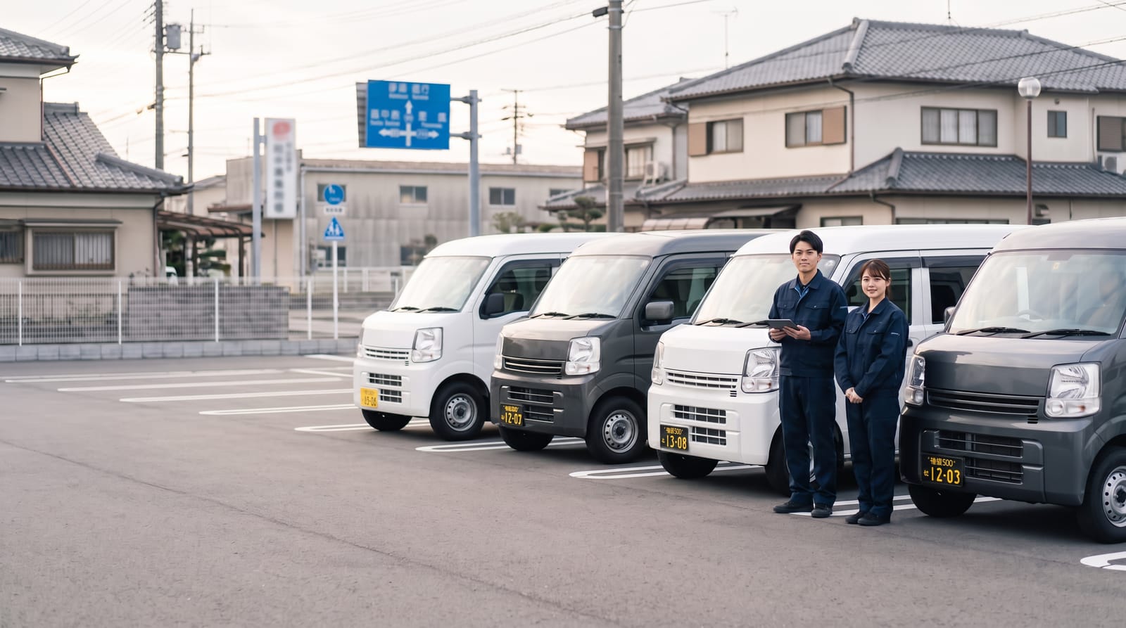 軽貨物バンの荷室に荷物を積み込む配送ドライバー